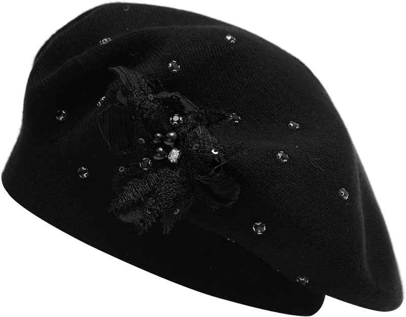 ZLYC Womens French Beret hat, Reversible Solid Color Mosaic Warm Beret Cap for Girls - Image 1